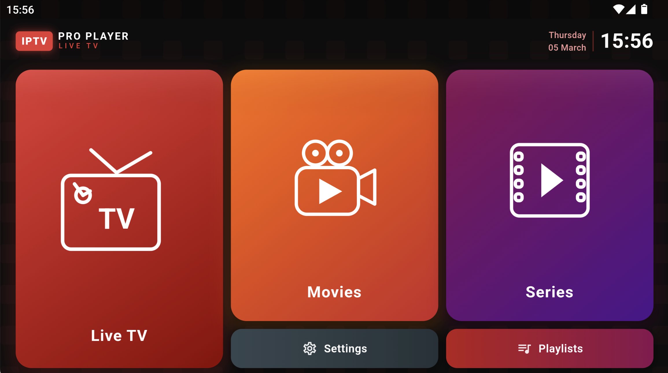 IPTV Pro Smart Player interface on Android smartphone